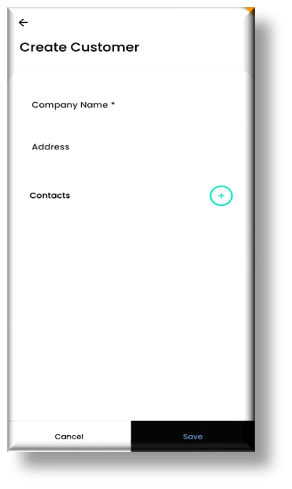 IR Tech Create Visit screen on the mobile app — with check-in confirmation, company, opportunity, department, industry, principal, and contact fields